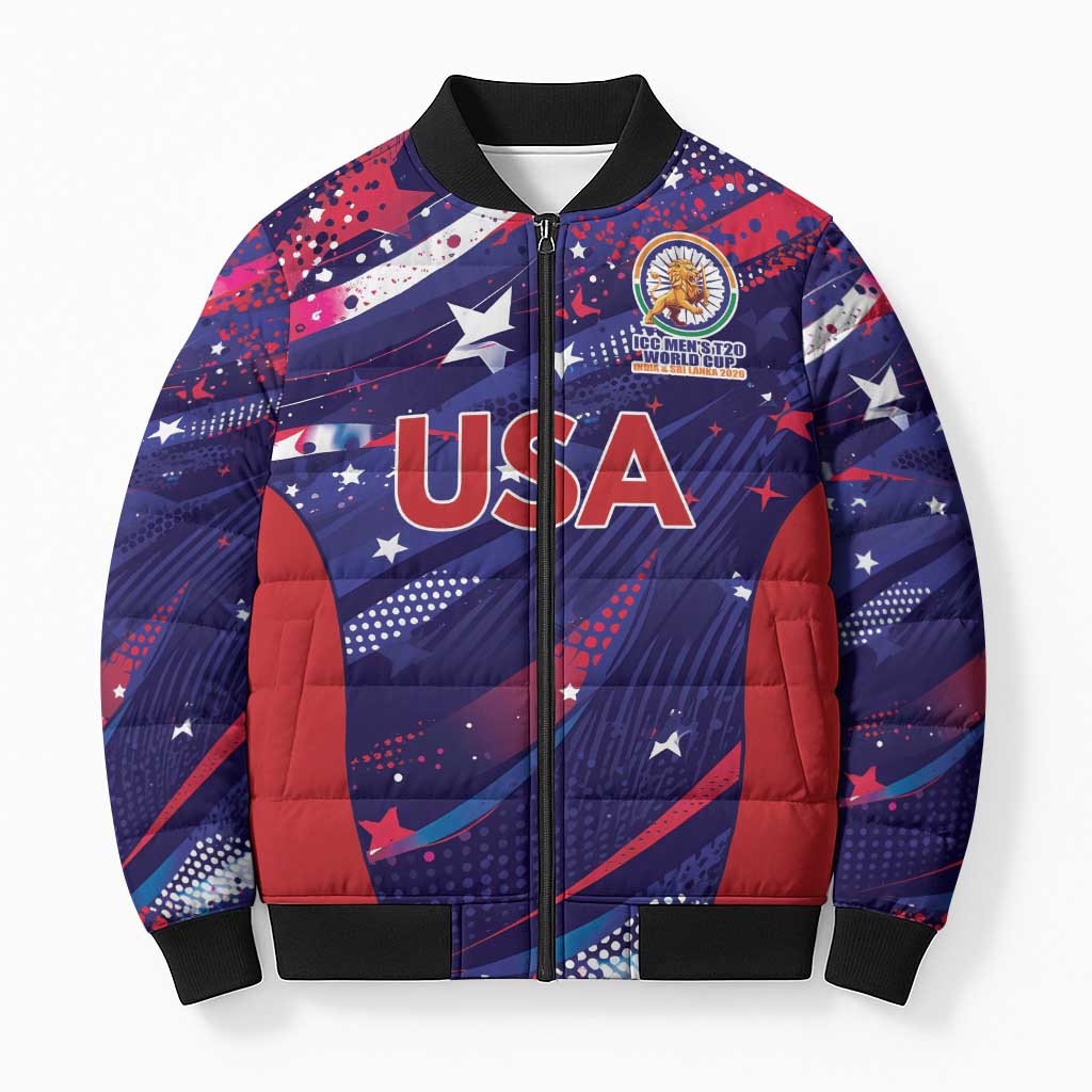 Custom United States Cricket Spirit 2026 Bomber Puffer Jacket World T20 Edition - Wonder Print Shop