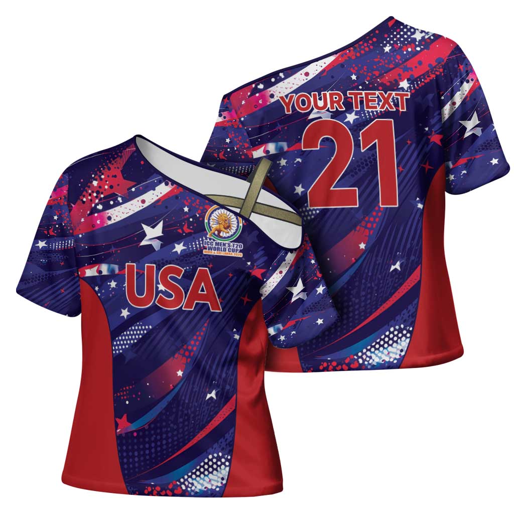 Custom United States Cricket Spirit 2026 Cross Shoulder Shirt World T20 Edition - Wonder Print Shop