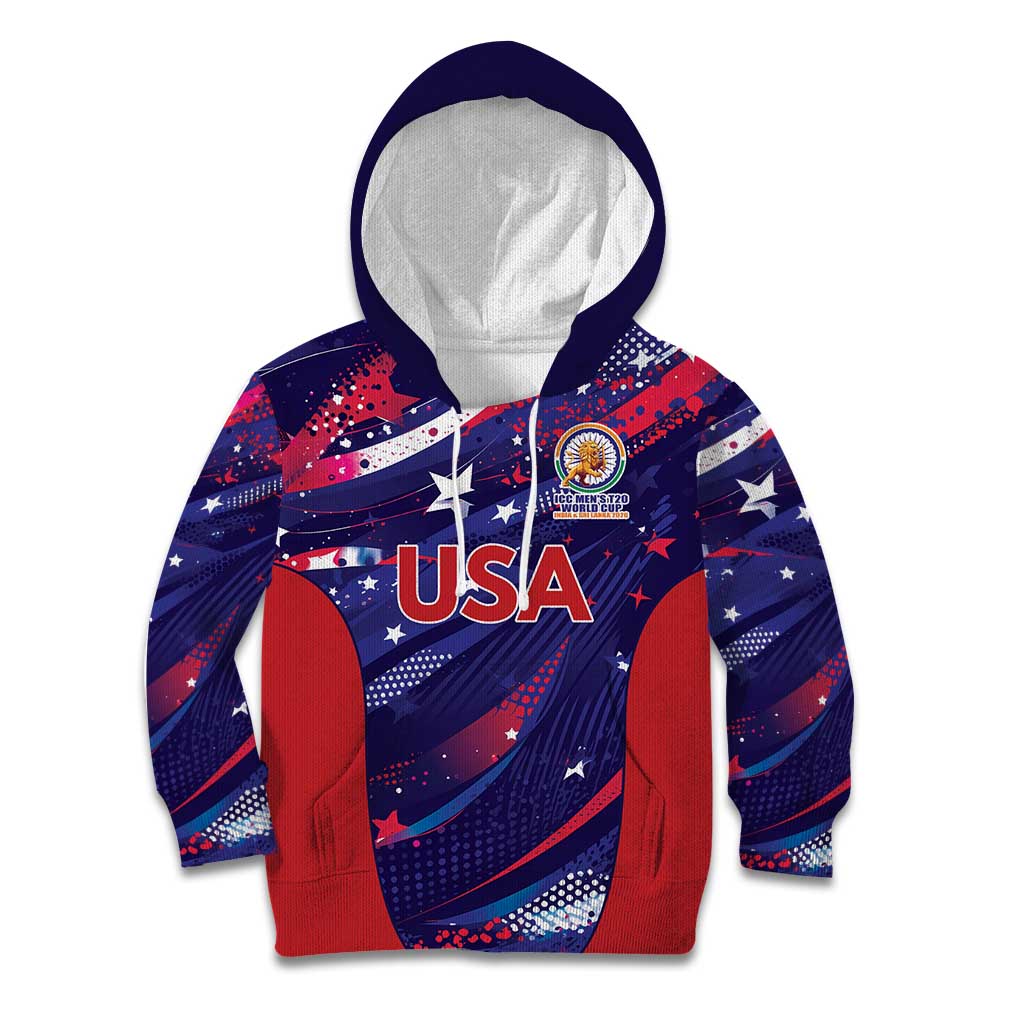 Custom United States Cricket Spirit 2026 Kid Hoodie World T20 Edition - Wonder Print Shop