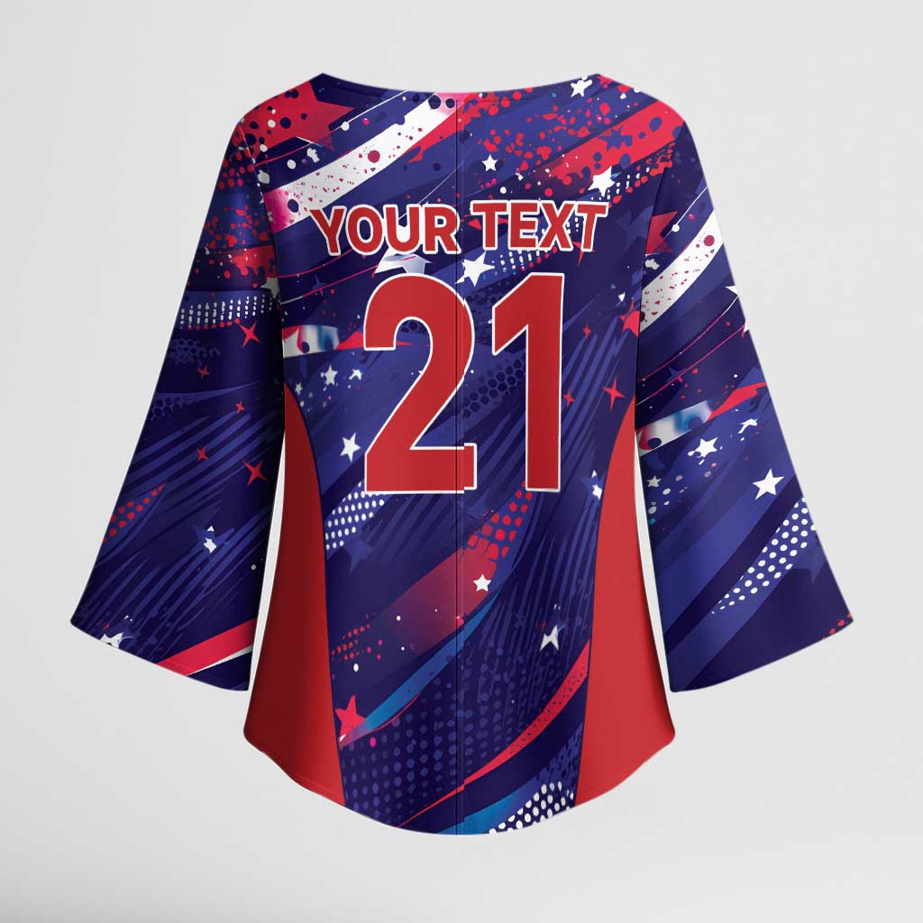 Custom United States Cricket Spirit 2026 Kimono Sleeve Blouse World T20 Edition - Wonder Print Shop