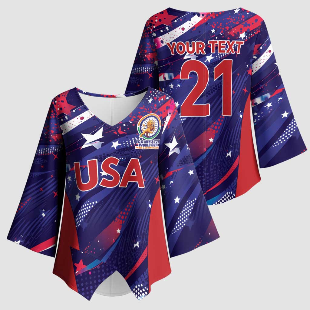 Custom United States Cricket Spirit 2026 Kimono Sleeve Blouse World T20 Edition - Wonder Print Shop