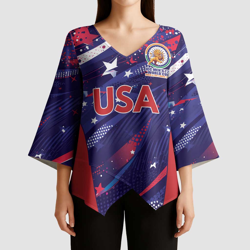 Custom United States Cricket Spirit 2026 Kimono Sleeve Blouse World T20 Edition - Wonder Print Shop