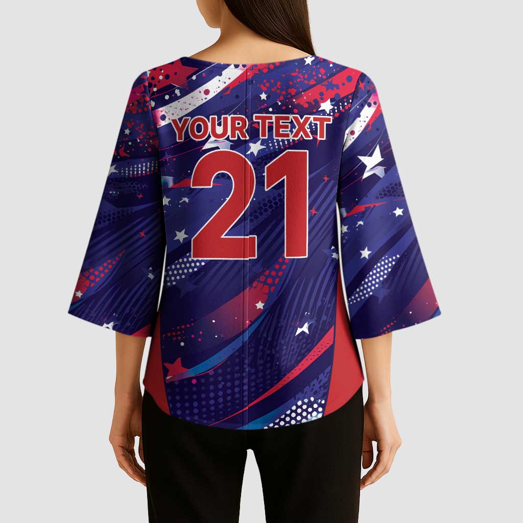 Custom United States Cricket Spirit 2026 Kimono Sleeve Blouse World T20 Edition - Wonder Print Shop