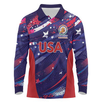 Custom United States Cricket Spirit 2026 Long Sleeve Polo Shirt World T20 Edition - Wonder Print Shop