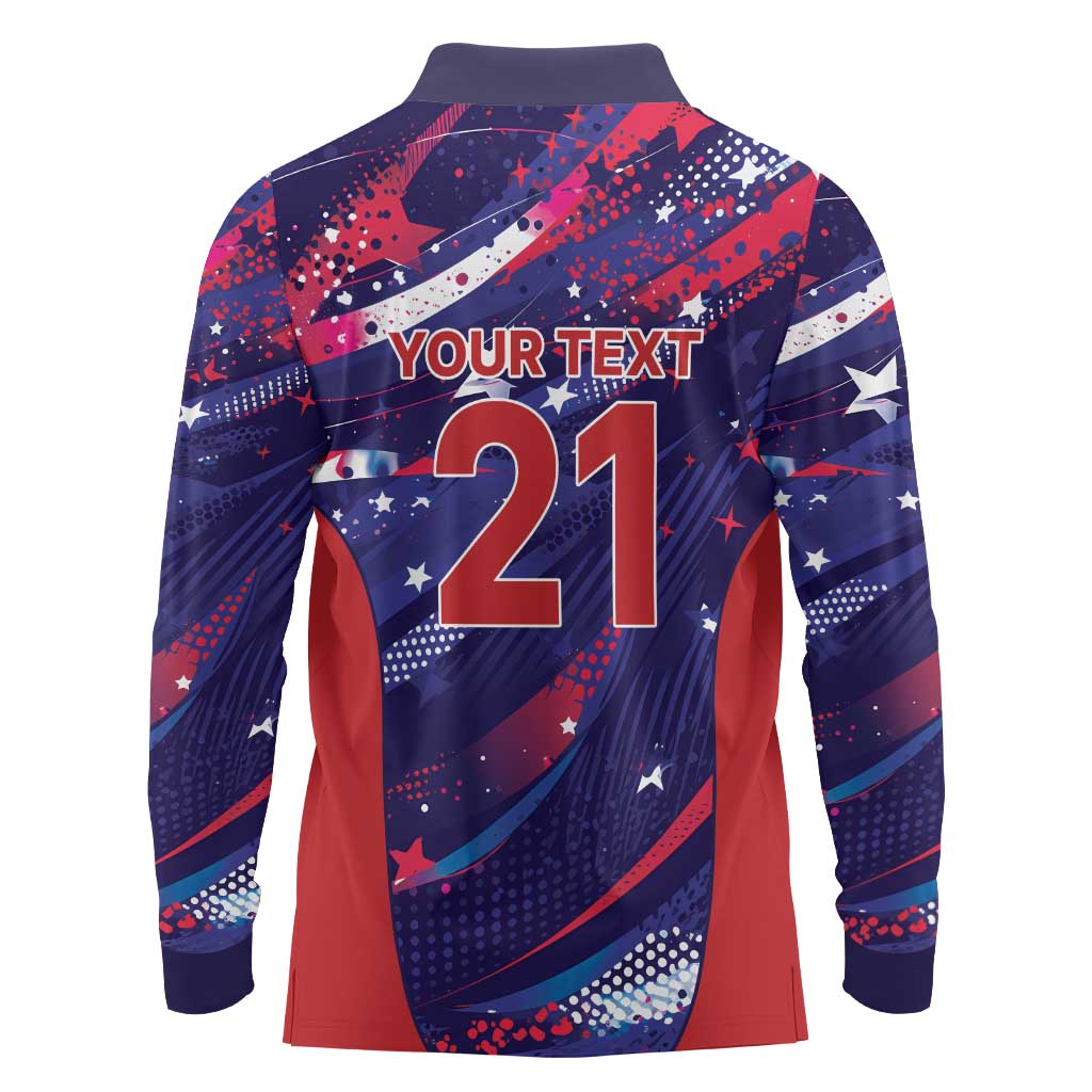 Custom United States Cricket Spirit 2026 Long Sleeve Polo Shirt World T20 Edition - Wonder Print Shop