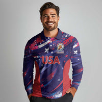 Custom United States Cricket Spirit 2026 Long Sleeve Polo Shirt World T20 Edition - Wonder Print Shop