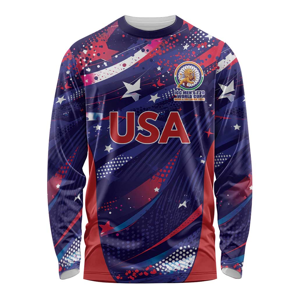 Custom United States Cricket Spirit 2026 Long Sleeve Shirt World T20 Edition - Wonder Print Shop