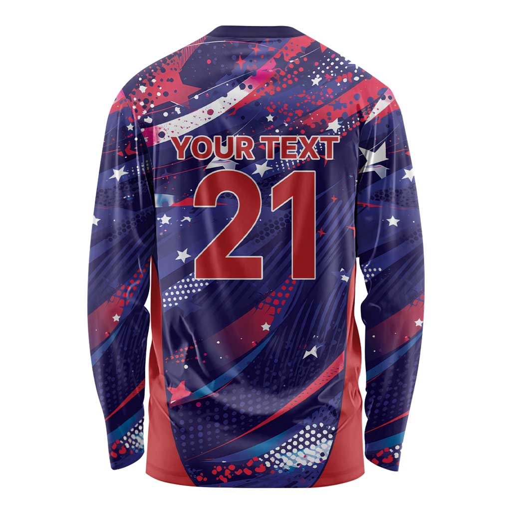 Custom United States Cricket Spirit 2026 Long Sleeve Shirt World T20 Edition - Wonder Print Shop