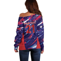 Custom United States Cricket Spirit 2026 Off Shoulder Sweater World T20 Edition - Wonder Print Shop