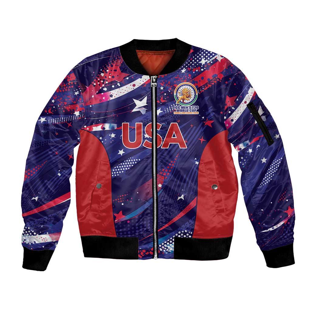 Custom United States Cricket Spirit 2026 Sleeve Zip Bomber Jacket World T20 Edition - Wonder Print Shop