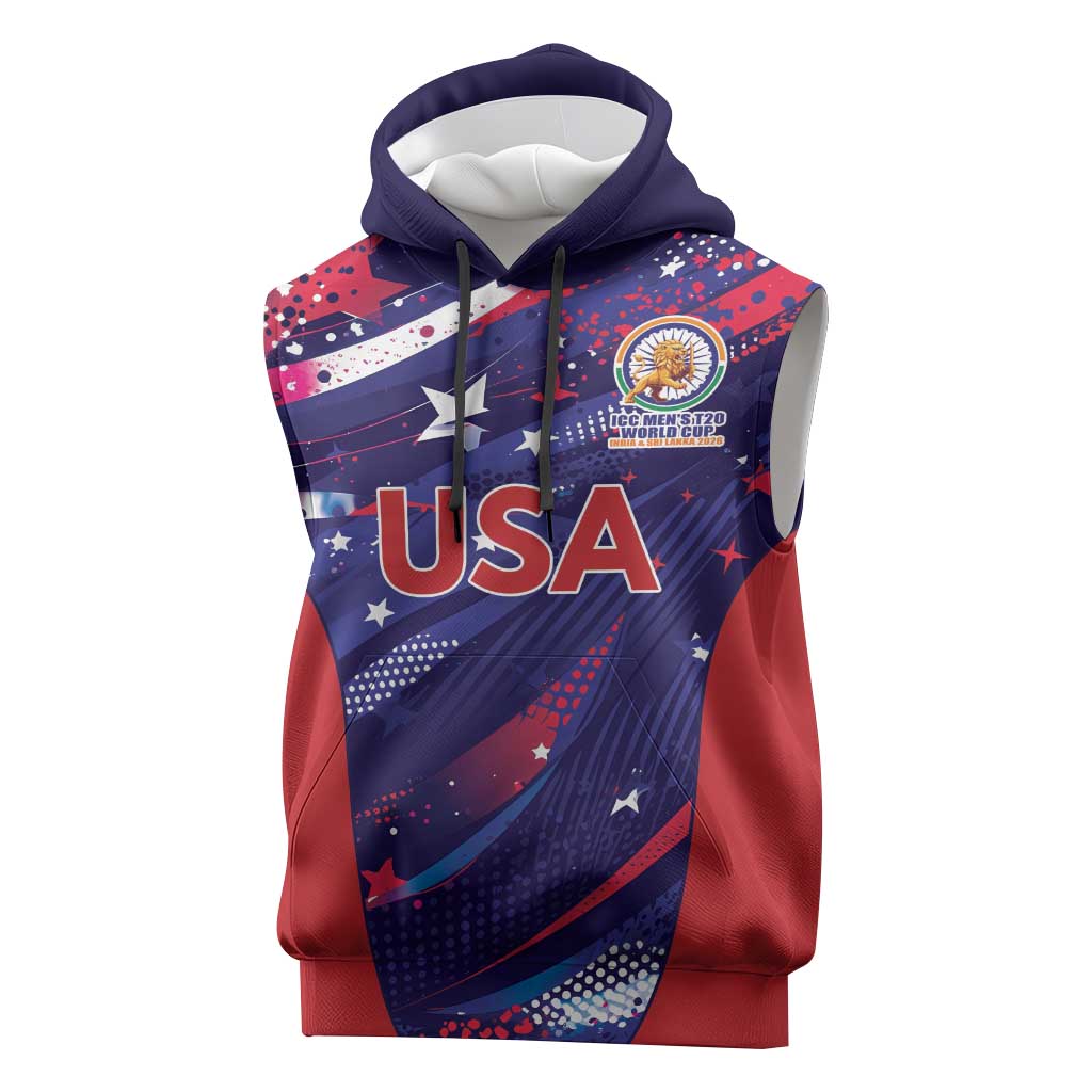 Custom United States Cricket Spirit 2026 Sleeveless Hoodie World T20 Edition - Wonder Print Shop