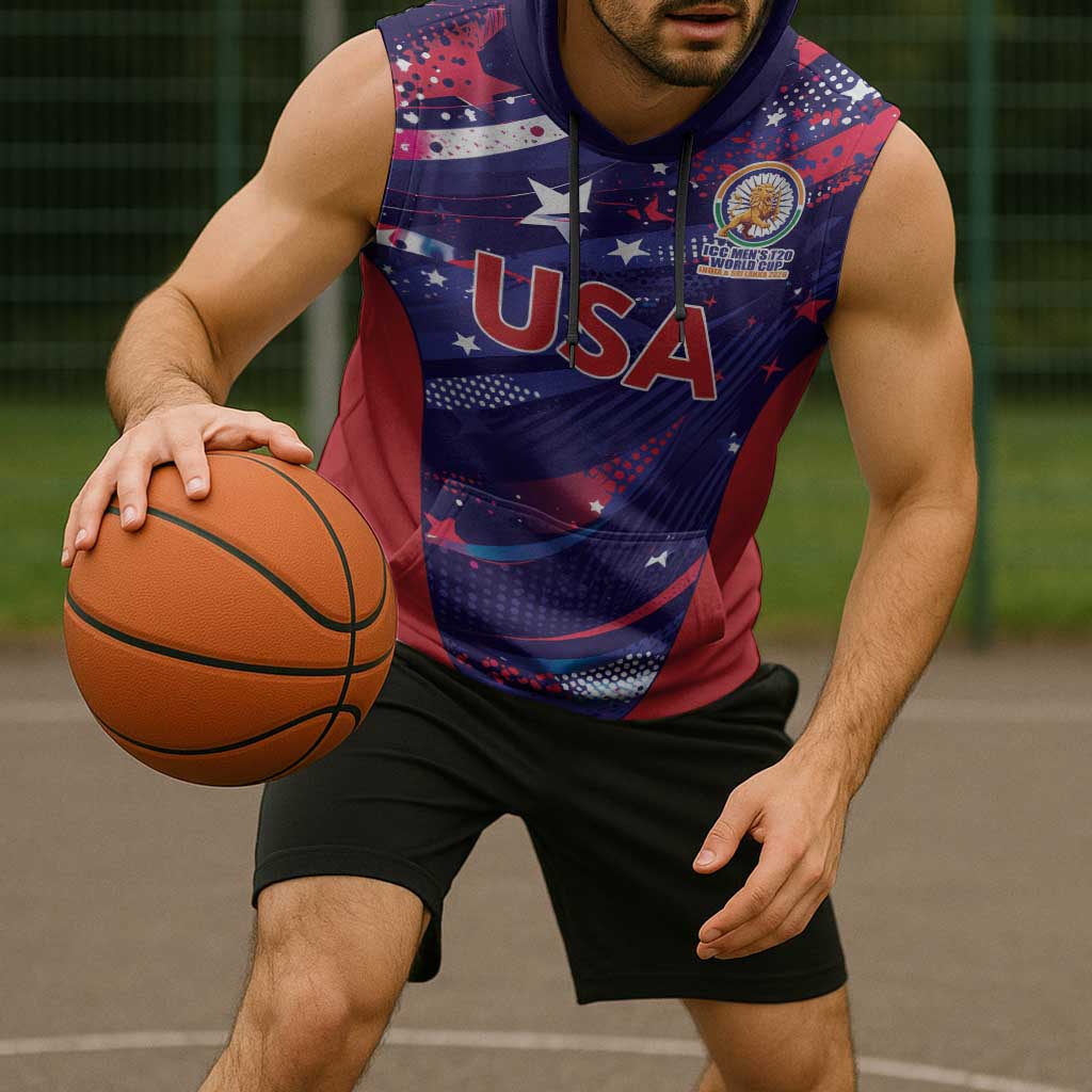 Custom United States Cricket Spirit 2026 Sleeveless Hoodie World T20 Edition - Wonder Print Shop