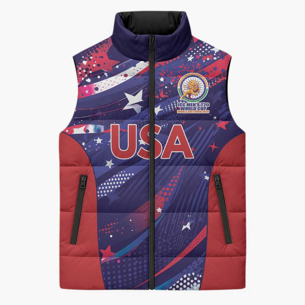 Custom United States Cricket Spirit 2026 Sleeveless Puffer Jacket World T20 Edition - Wonder Print Shop