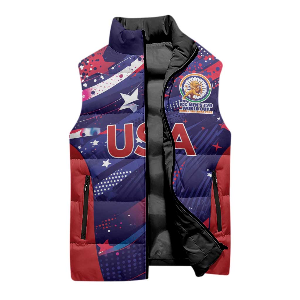 Custom United States Cricket Spirit 2026 Sleeveless Puffer Jacket World T20 Edition - Wonder Print Shop