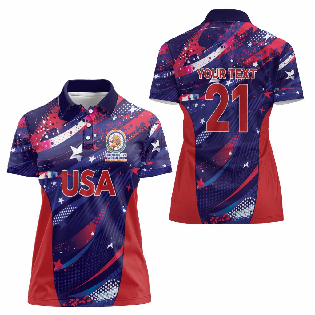 Custom United States Cricket Spirit 2026 Women Polo Shirt World T20 Edition - Wonder Print Shop