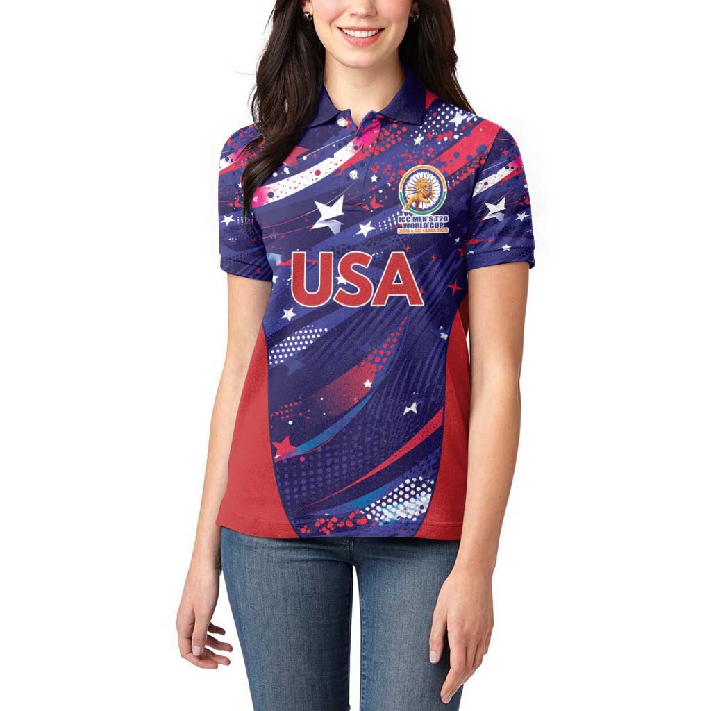 Custom United States Cricket Spirit 2026 Women Polo Shirt World T20 Edition - Wonder Print Shop