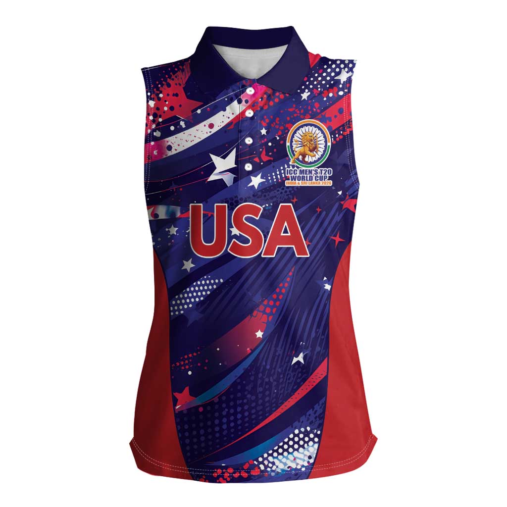 Custom United States Cricket Spirit 2026 Women Sleeveless Polo Shirt World T20 Edition - Wonder Print Shop