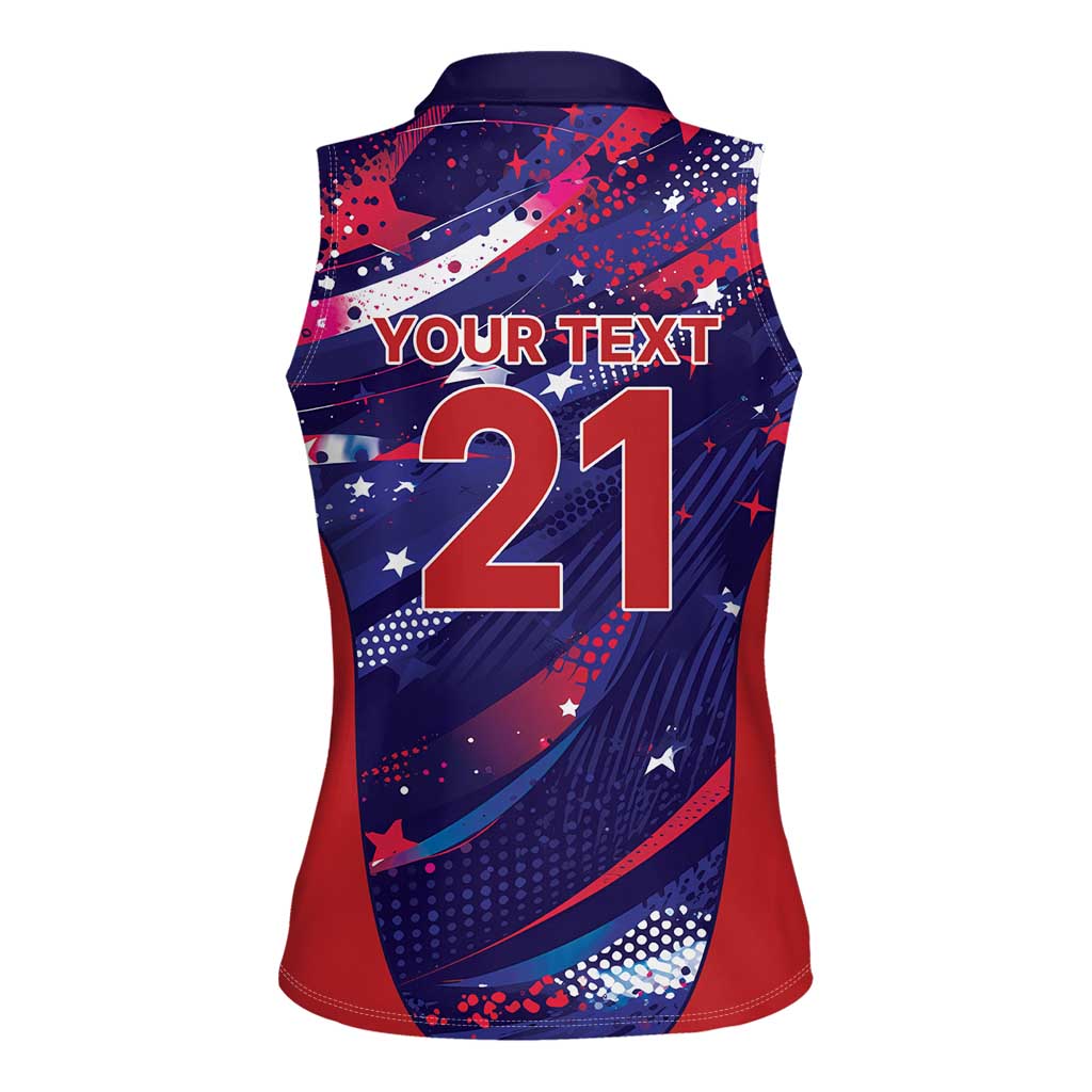 Custom United States Cricket Spirit 2026 Women Sleeveless Polo Shirt World T20 Edition - Wonder Print Shop