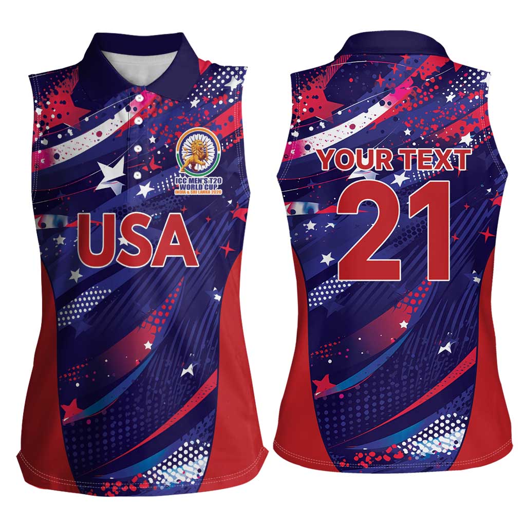 Custom United States Cricket Spirit 2026 Women Sleeveless Polo Shirt World T20 Edition - Wonder Print Shop