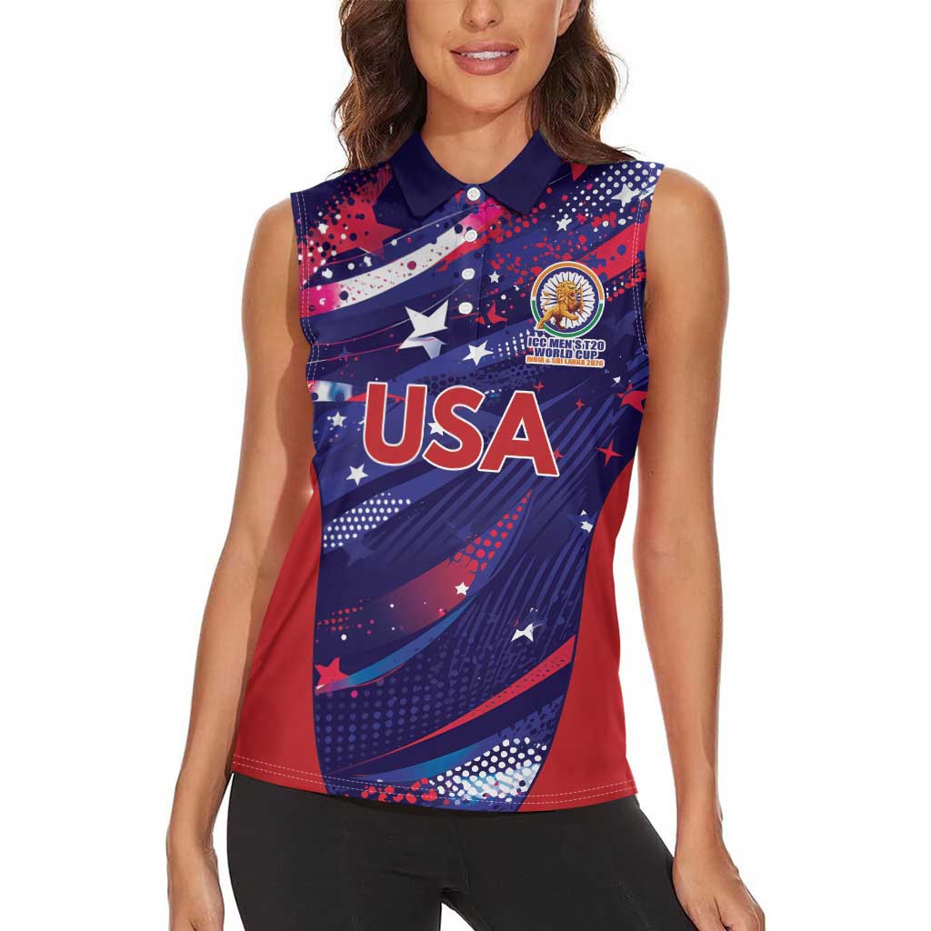 Custom United States Cricket Spirit 2026 Women Sleeveless Polo Shirt World T20 Edition - Wonder Print Shop