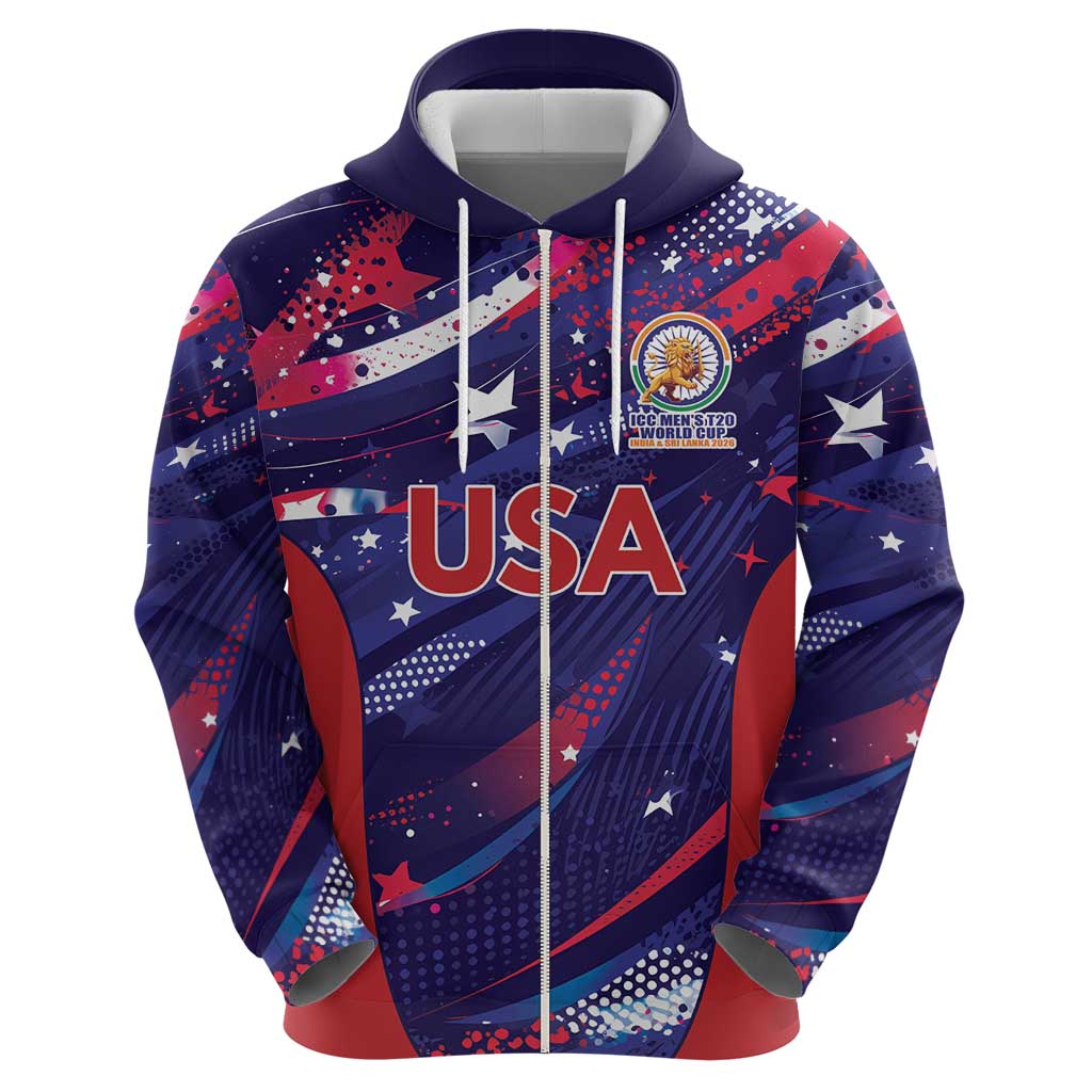 Custom United States Cricket Spirit 2026 Zip Hoodie World T20 Edition - Wonder Print Shop