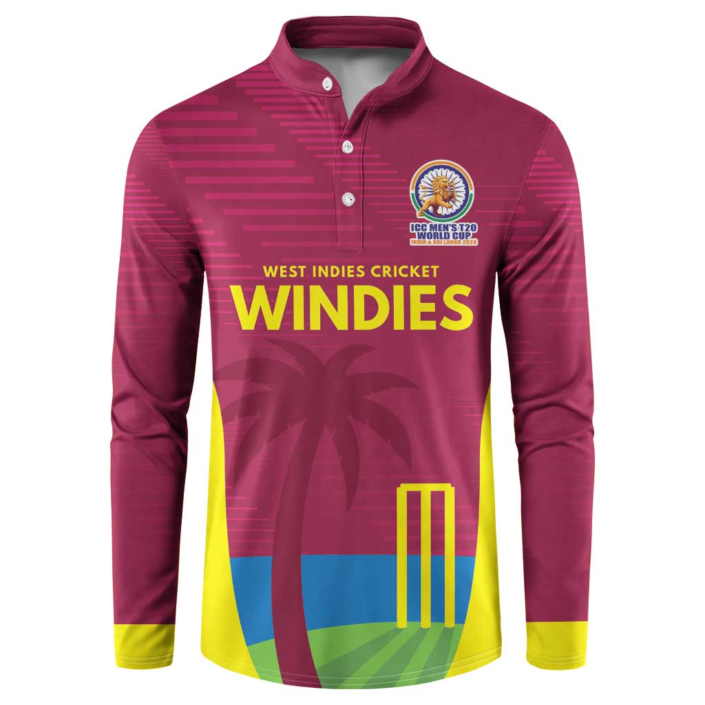 Custom West Indies Cricket Spirit 2026 Button Sweatshirt World T20 Edition - Wonder Print Shop