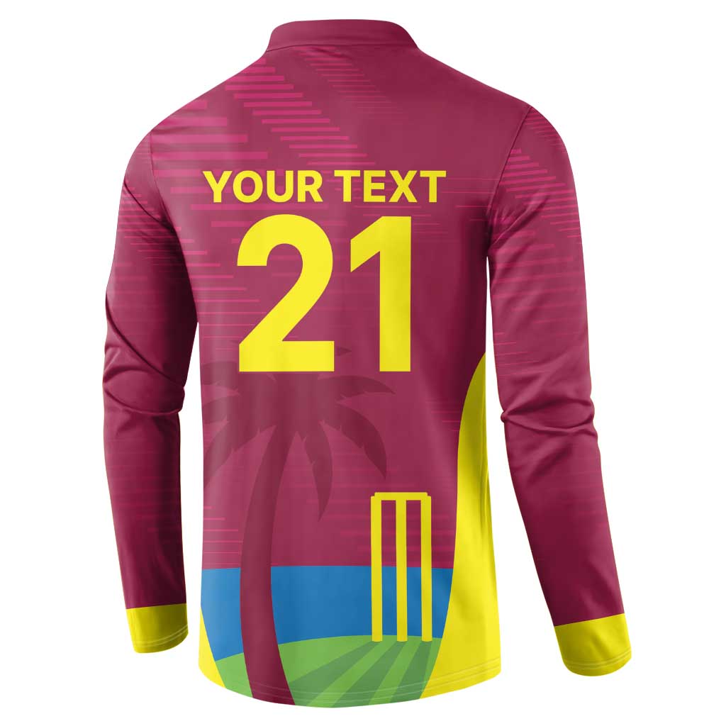 Custom West Indies Cricket Spirit 2026 Button Sweatshirt World T20 Edition - Wonder Print Shop
