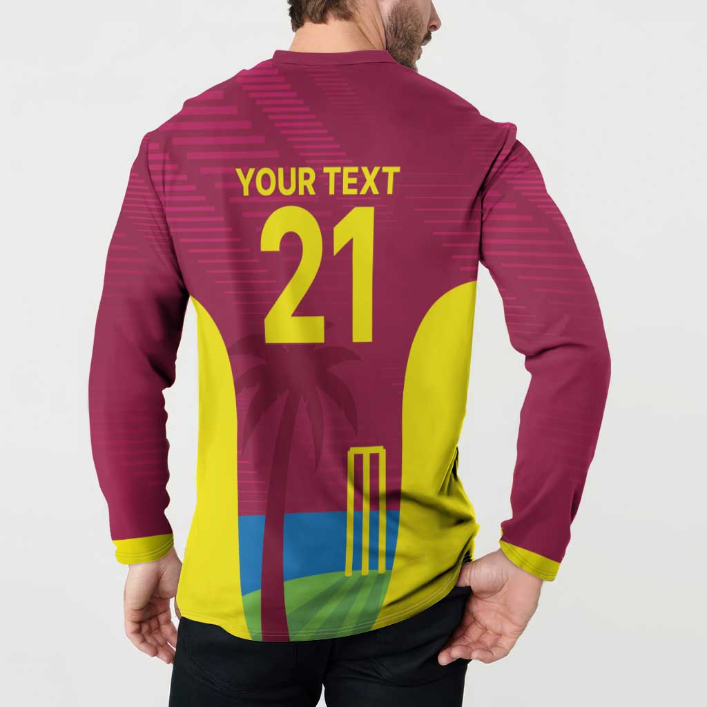 Custom West Indies Cricket Spirit 2026 Button Sweatshirt World T20 Edition - Wonder Print Shop