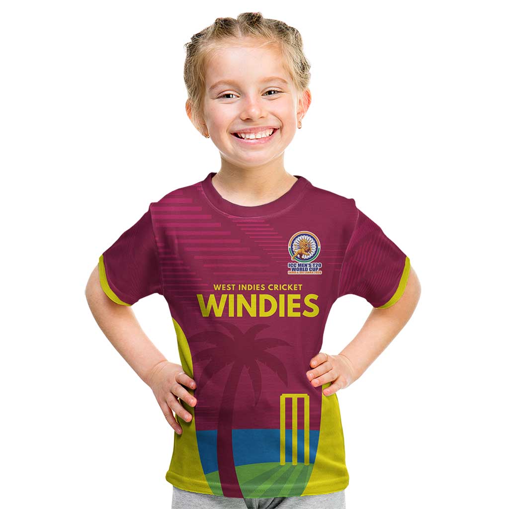 Custom West Indies Cricket Spirit 2026 Kid T Shirt World T20 Edition - Wonder Print Shop
