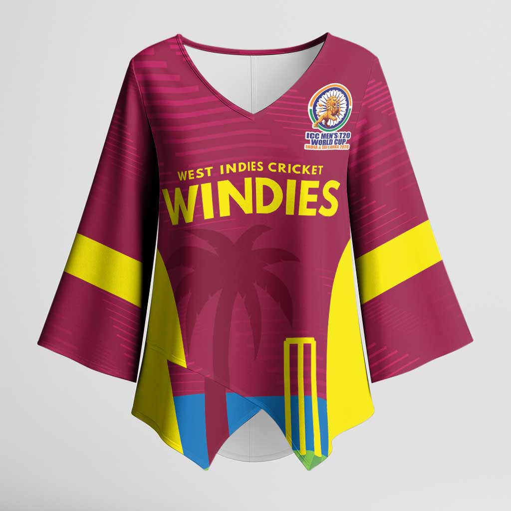 Custom West Indies Cricket Spirit 2026 Kimono Sleeve Blouse World T20 Edition - Wonder Print Shop