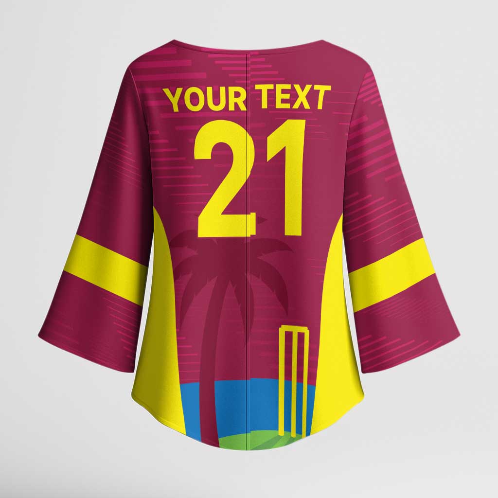 Custom West Indies Cricket Spirit 2026 Kimono Sleeve Blouse World T20 Edition - Wonder Print Shop