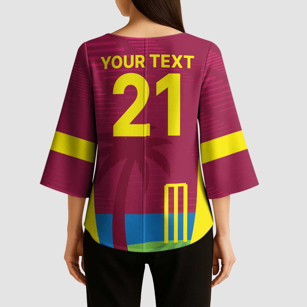 Custom West Indies Cricket Spirit 2026 Kimono Sleeve Blouse World T20 Edition - Wonder Print Shop