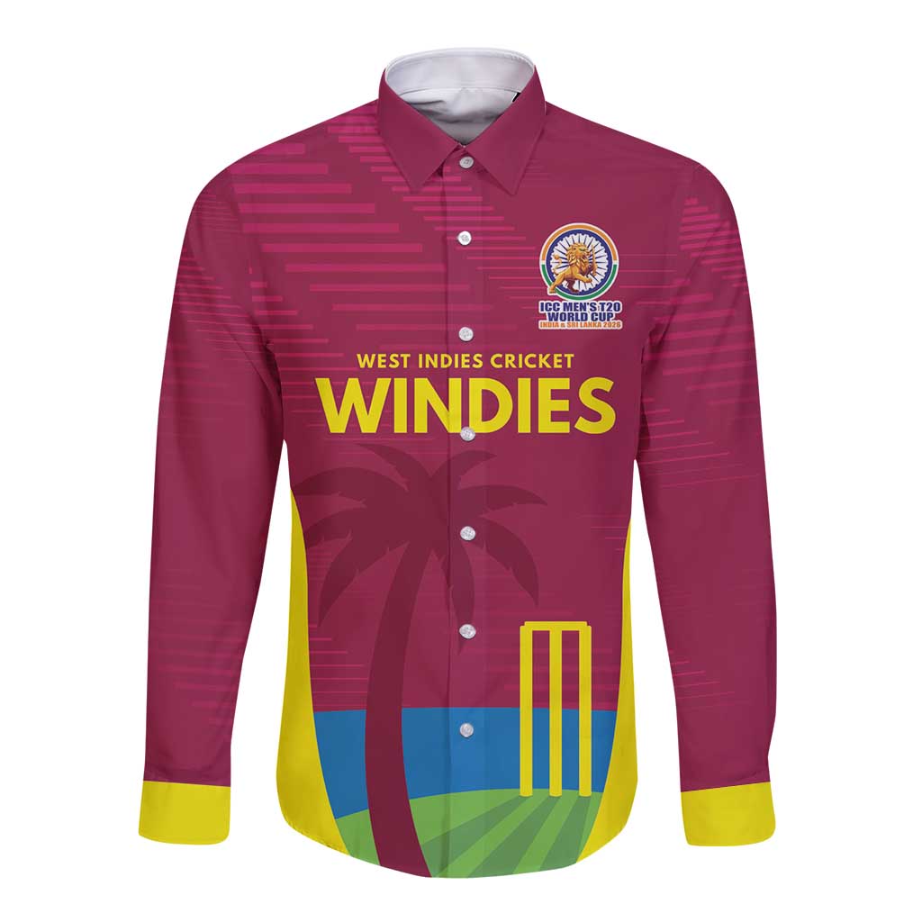 Custom West Indies Cricket Spirit 2026 Long Sleeve Button Shirt World T20 Edition - Wonder Print Shop