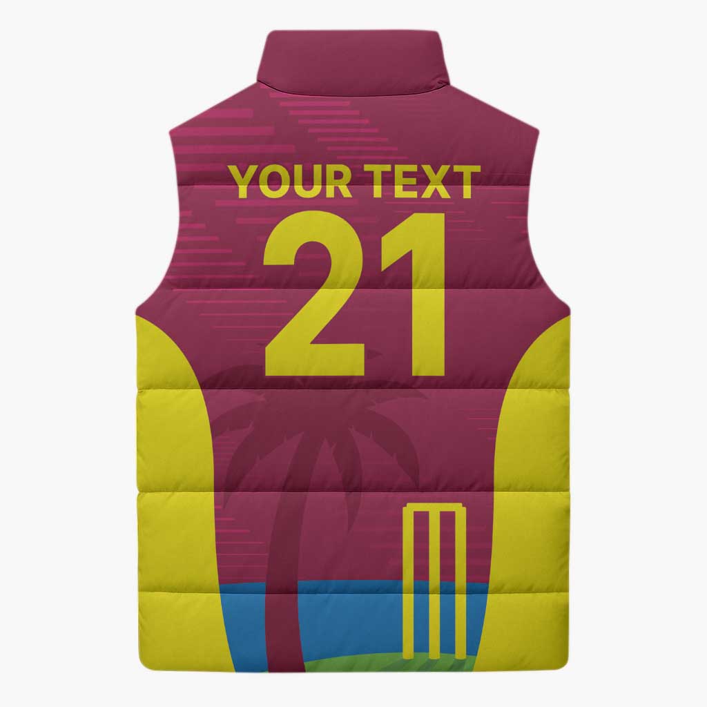 Custom West Indies Cricket Spirit 2026 Sleeveless Puffer Jacket World T20 Edition - Wonder Print Shop