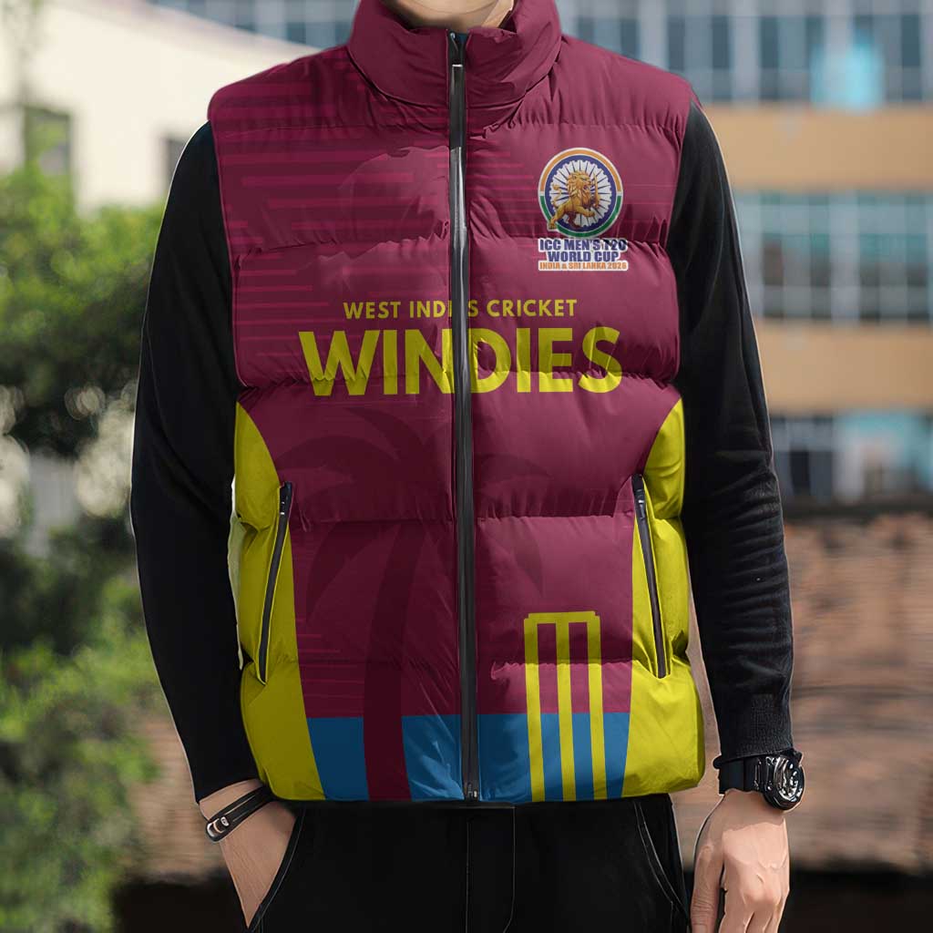 Custom West Indies Cricket Spirit 2026 Sleeveless Puffer Jacket World T20 Edition - Wonder Print Shop