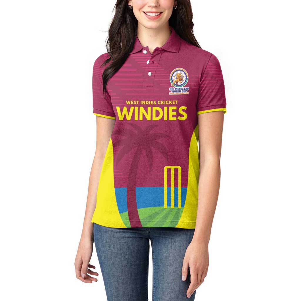 Custom West Indies Cricket Spirit 2026 Women Polo Shirt World T20 Edition - Wonder Print Shop