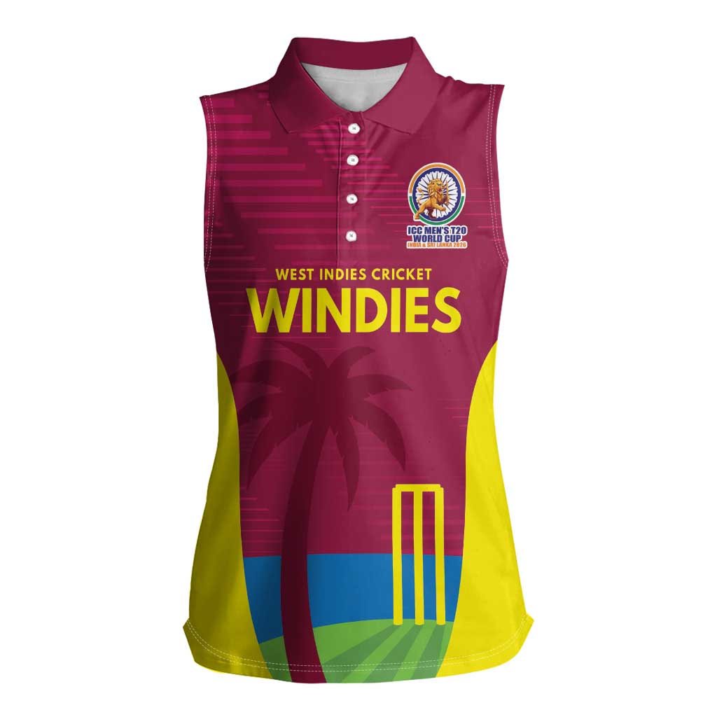 Custom West Indies Cricket Spirit 2026 Women Sleeveless Polo Shirt World T20 Edition - Wonder Print Shop
