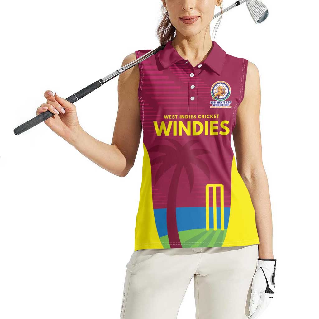 Custom West Indies Cricket Spirit 2026 Women Sleeveless Polo Shirt World T20 Edition - Wonder Print Shop