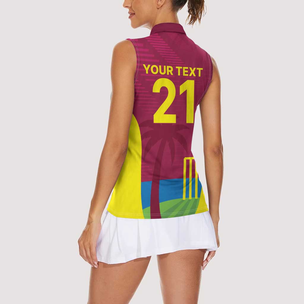 Custom West Indies Cricket Spirit 2026 Women Sleeveless Polo Shirt World T20 Edition - Wonder Print Shop