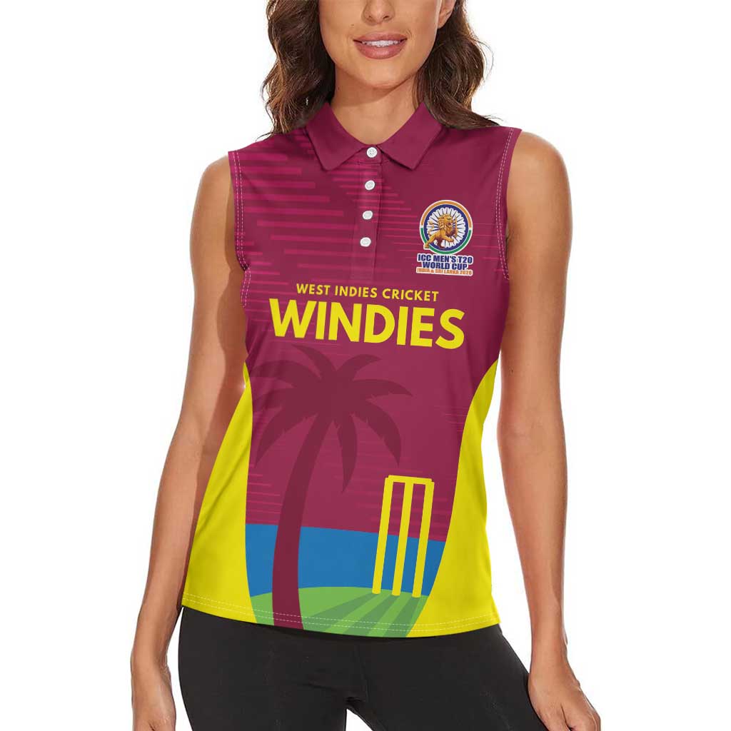 Custom West Indies Cricket Spirit 2026 Women Sleeveless Polo Shirt World T20 Edition - Wonder Print Shop