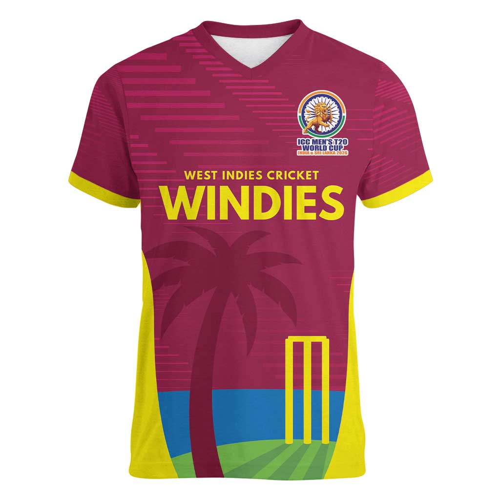 Custom West Indies Cricket Spirit 2026 Women V-Neck T-Shirt World T20 Edition - Wonder Print Shop