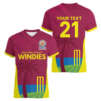 Custom West Indies Cricket Spirit 2026 Women V-Neck T-Shirt World T20 Edition - Wonder Print Shop