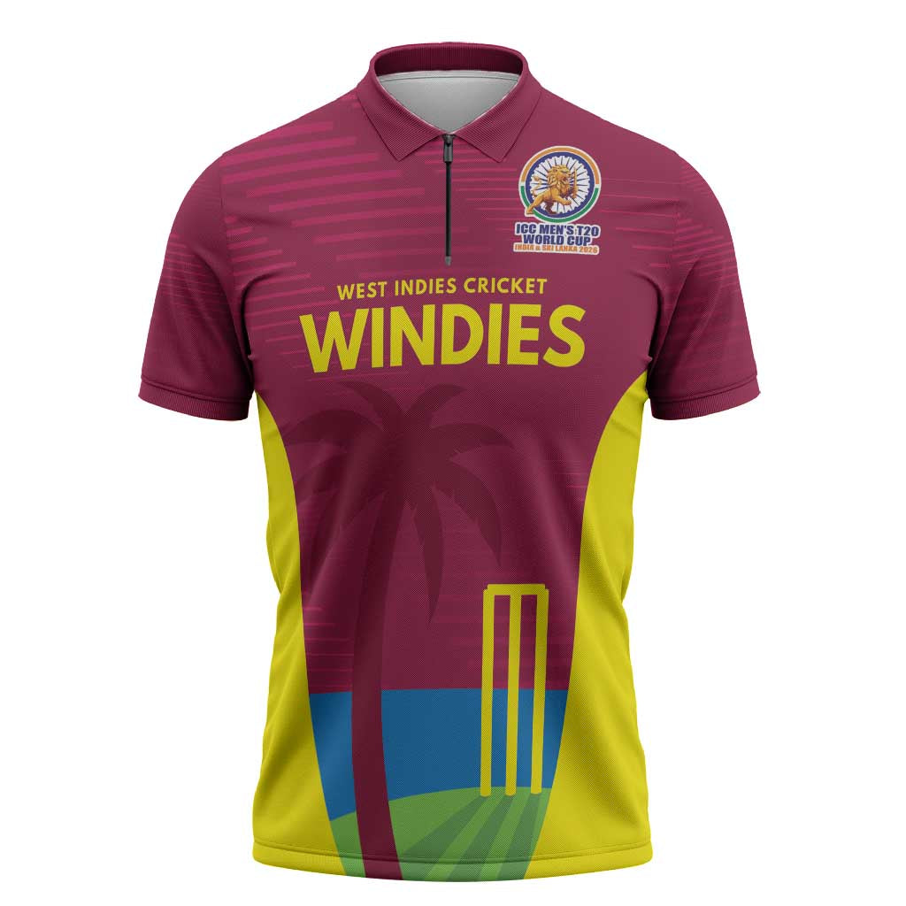 Custom West Indies Cricket Spirit 2026 Zipper Polo Shirt World T20 Edition - Wonder Print Shop