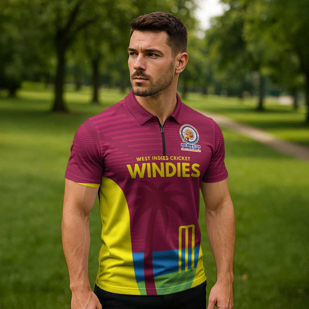 Custom West Indies Cricket Spirit 2026 Zipper Polo Shirt World T20 Edition - Wonder Print Shop