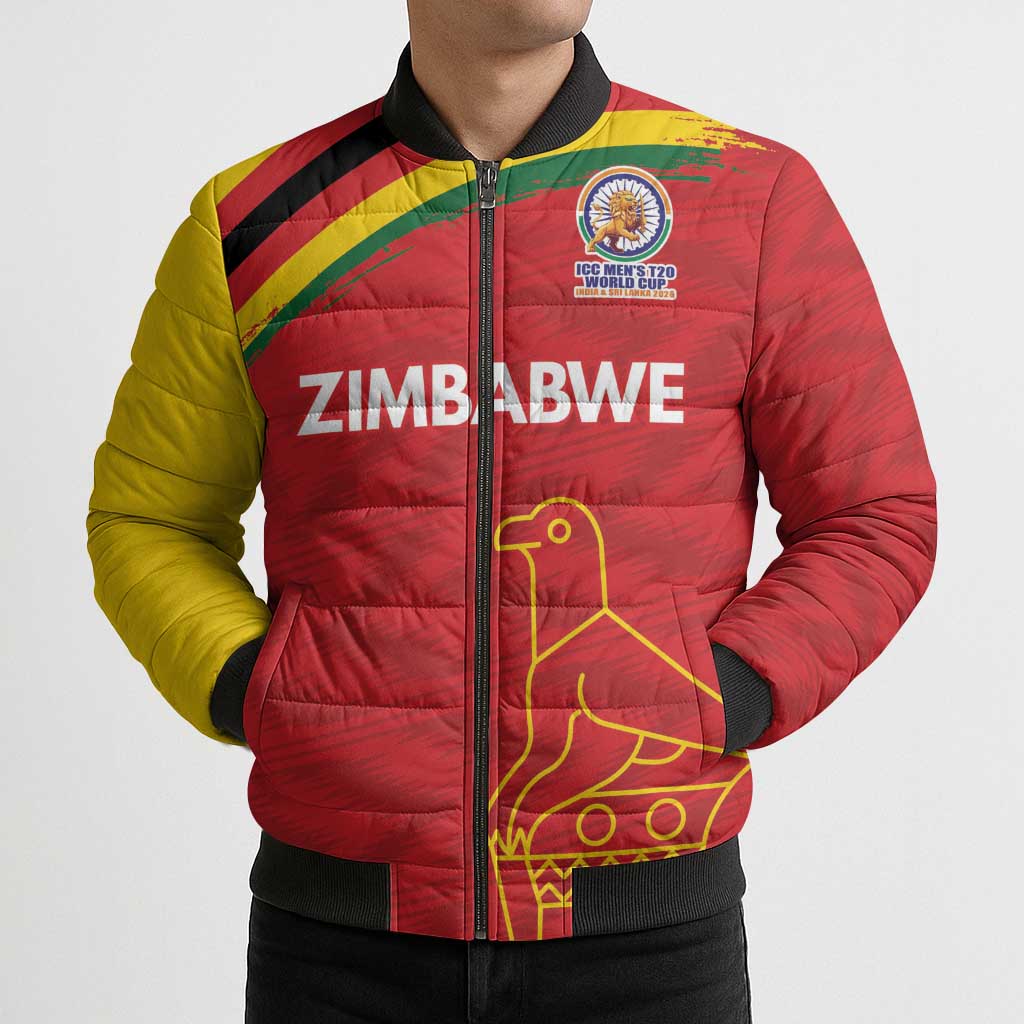 Custom Zimbabwe Cricket Spirit 2026 Bomber Puffer Jacket World T20 Edition - Wonder Print Shop
