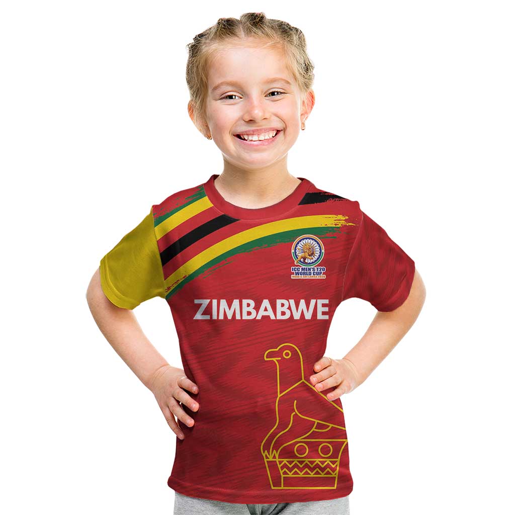 Custom Zimbabwe Cricket Spirit 2026 Kid T Shirt World T20 Edition - Wonder Print Shop