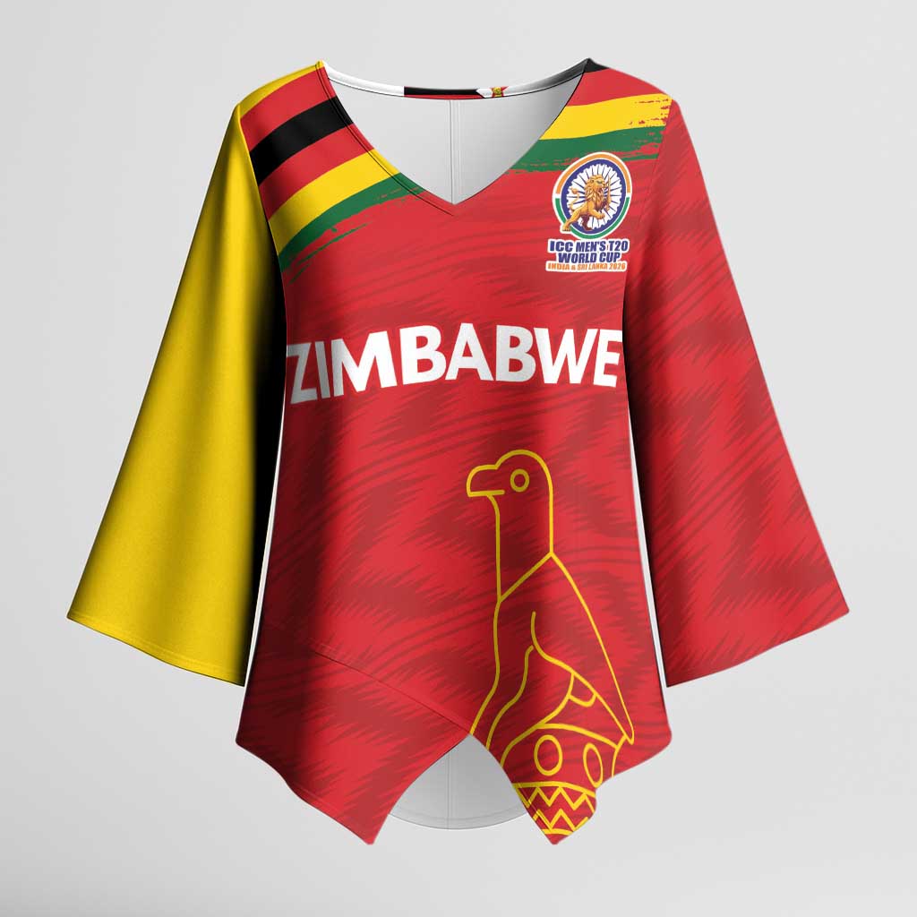 Custom Zimbabwe Cricket Spirit 2026 Kimono Sleeve Blouse World T20 Edition - Wonder Print Shop