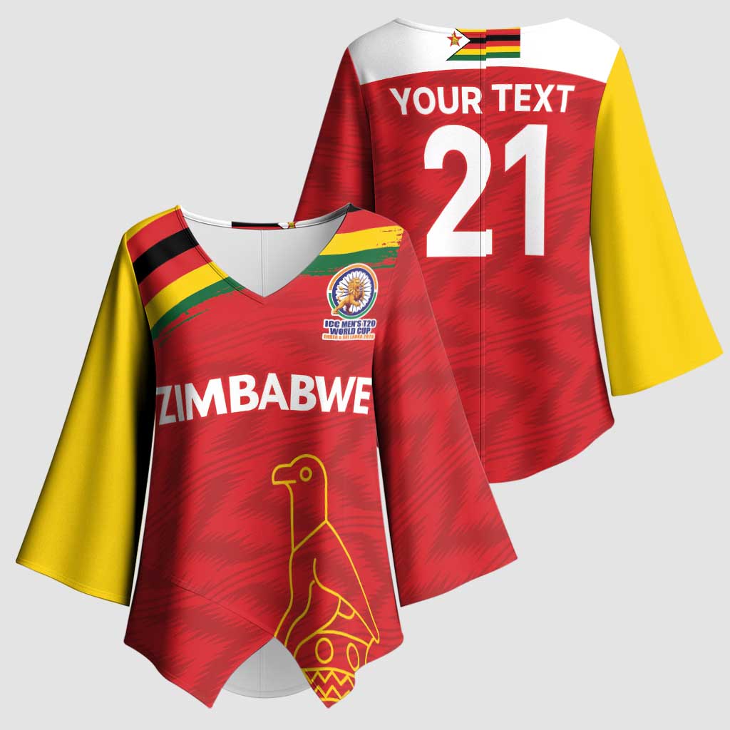 Custom Zimbabwe Cricket Spirit 2026 Kimono Sleeve Blouse World T20 Edition - Wonder Print Shop