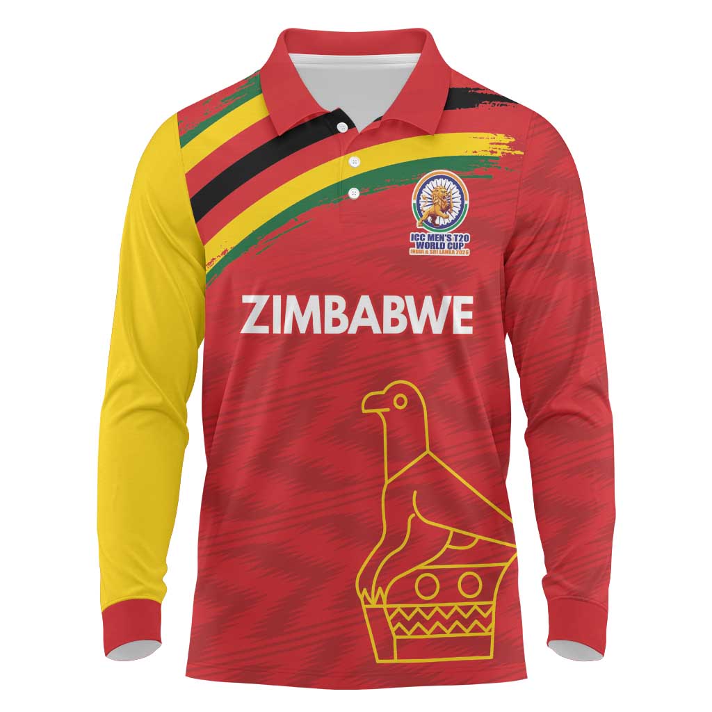 Custom Zimbabwe Cricket Spirit 2026 Long Sleeve Polo Shirt World T20 Edition - Wonder Print Shop