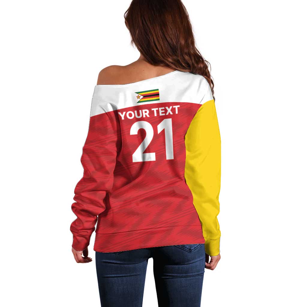 Custom Zimbabwe Cricket Spirit 2026 Off Shoulder Sweater World T20 Edition - Wonder Print Shop